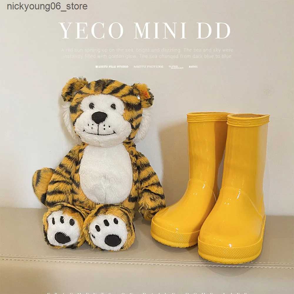 Boots 2023 Spring Summer New Childrens Rain Shoes Cute Cat Little Baby Rain Boots Boys Girls Medium Waterproof Boots Beach Shoes L240910