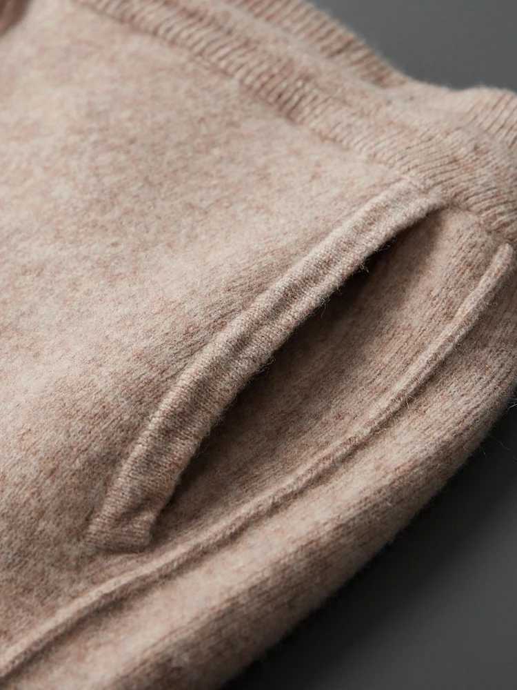 Mens Cashmere Pants Thick Sweatpants 100% Merino Wool Knit Autumn Winter Smart Casual Wool TrousersX241008