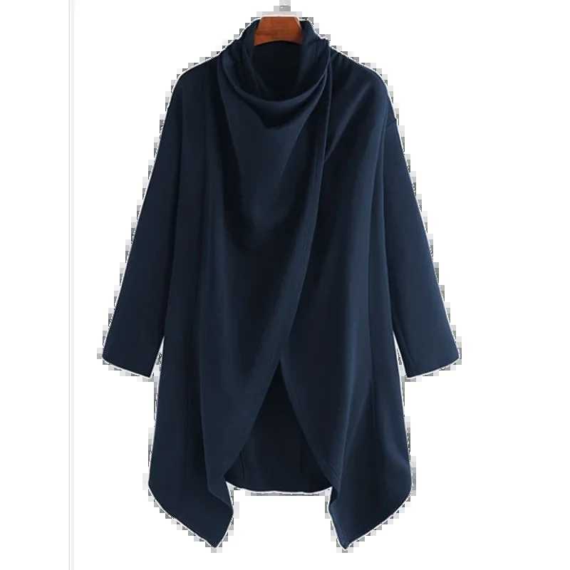 Mens long sleeved solid color fashion scarf high neck Trench jacket Street Trend Style Baggy warm coat men W241007