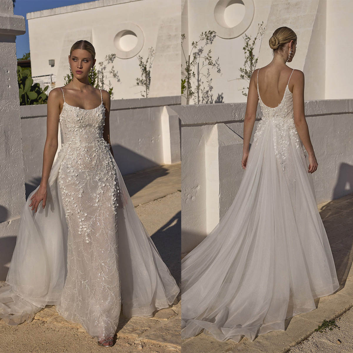 African Luxury Mermaid Wedding Dress 3D Flowers Appliques Spaghetti Straps Sequins Bridal Gowns Plus Size Backless Bride Dresses