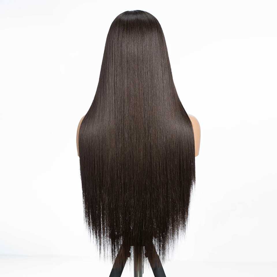 Synthetic Lace Front Wig For Black Women 30 inches Long Straight Middle Part Wig High Temperature Ombre Brown Cosplay WigsXJ241008