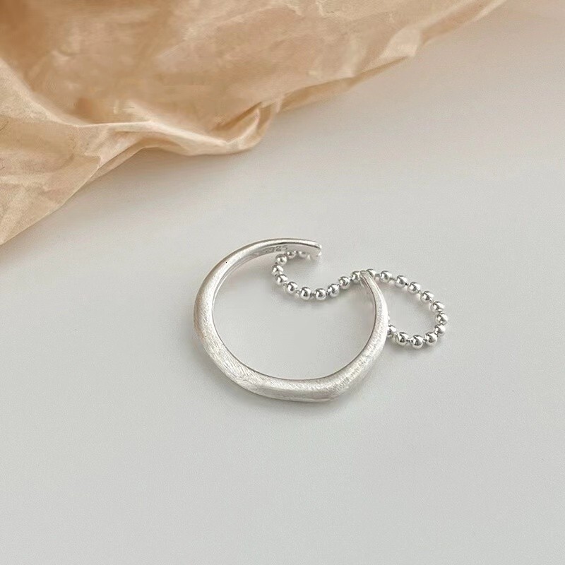 round bead women's light luxury open mouth niche high-end sensory index finger ring, tail ring