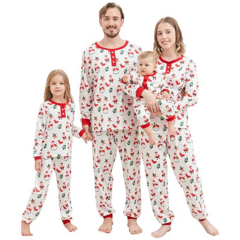 Merry Christmas Family Matching Set Cartoon Printed Cute Soft Pajamas for Parents and Children 2-piece Baby Combo Warm Pajama Set W241008