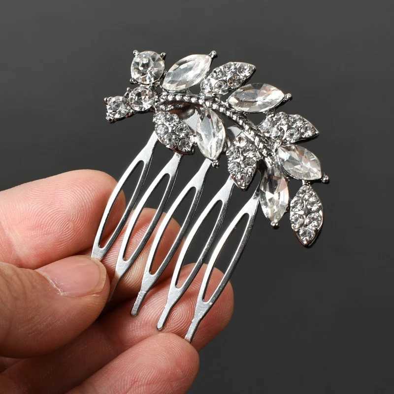 Crystal leaf hair clip comb suitable for female brides hair jewelry wedding hair accessories rhinestone party hair clip W241007