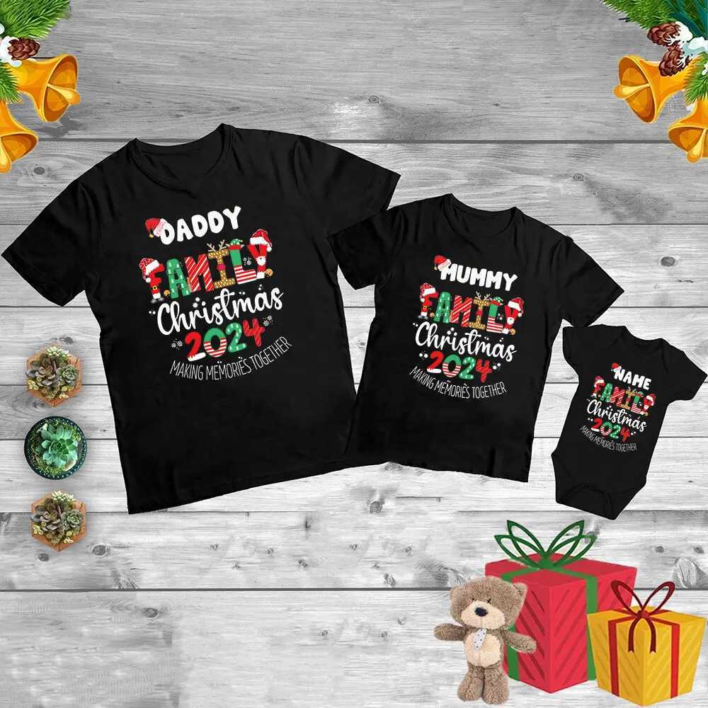 Family Christmas 2024 Print Family Matching Outfits Fashionable and Comfortable Short Sleeve T-shirt Christmas Holiday Clothing W241008