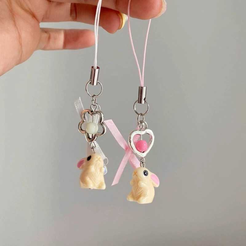 Strawberry Pendant Keyring Sweet Keychain Backpack Decoration Cherry Bowknot Keyholder Women Girl Jewelry OrnamentX241008