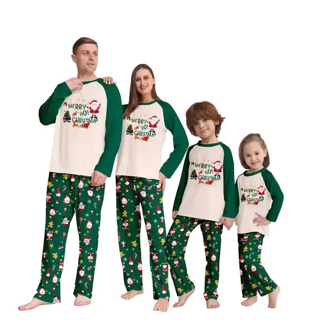 Christmas Pajama Set Family Match 2024 New Year Printing 2PCS Pajama Pants Printing Adult Childrens Christmas Baby Clothing W241008