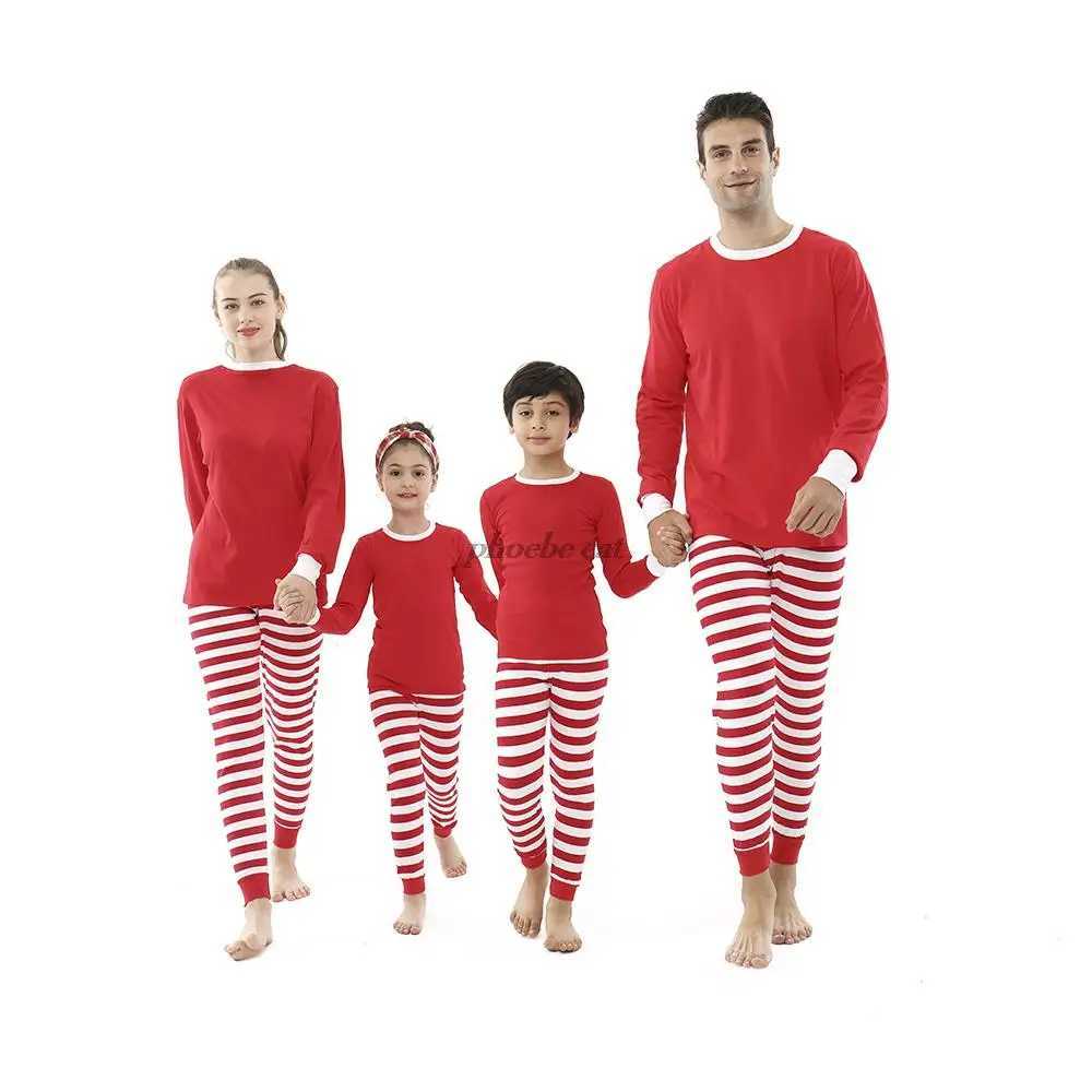 Baby Boy Clothes Christmas Family Matching Outfits Mother Kids Family Clothing Sets Red Full Sleeve Striped Pant Children PajamaXJ241008