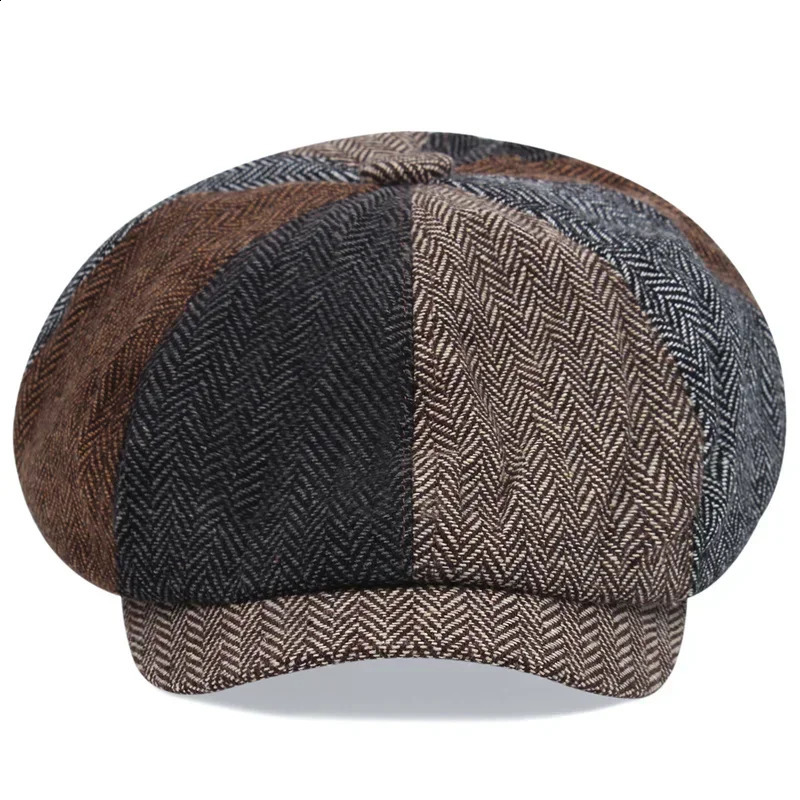 Retro British s Boys and Girls Hats Spring/Summer Octagonal Hats Fashion Mens Bone Berets Mens Painted Hats 241007
