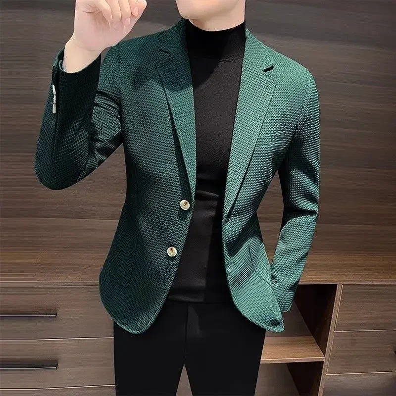 Dress Jackets Slim Fit Coats Jacket for Men Business Man Suits and Blazers Thin Plaid Luxury Designer Summer High Quality New