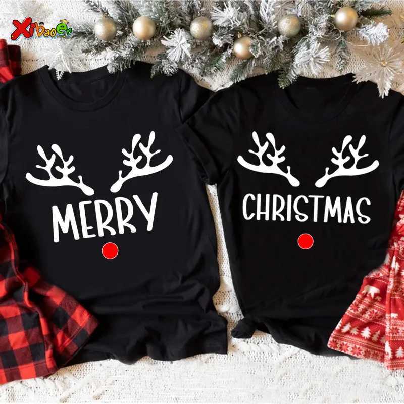Family Matching Set Christmas Custom Name Couples Shirt Merry Christmas 2023 Childrens Matching Pajamas Family Gift T-shirt W241008