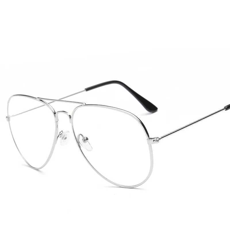 Retro Pilot Style Metal Frame Glasses Women Brand Designer Classic Gold Transparent Clear Lens Optical Men Vintage EyewearX241008