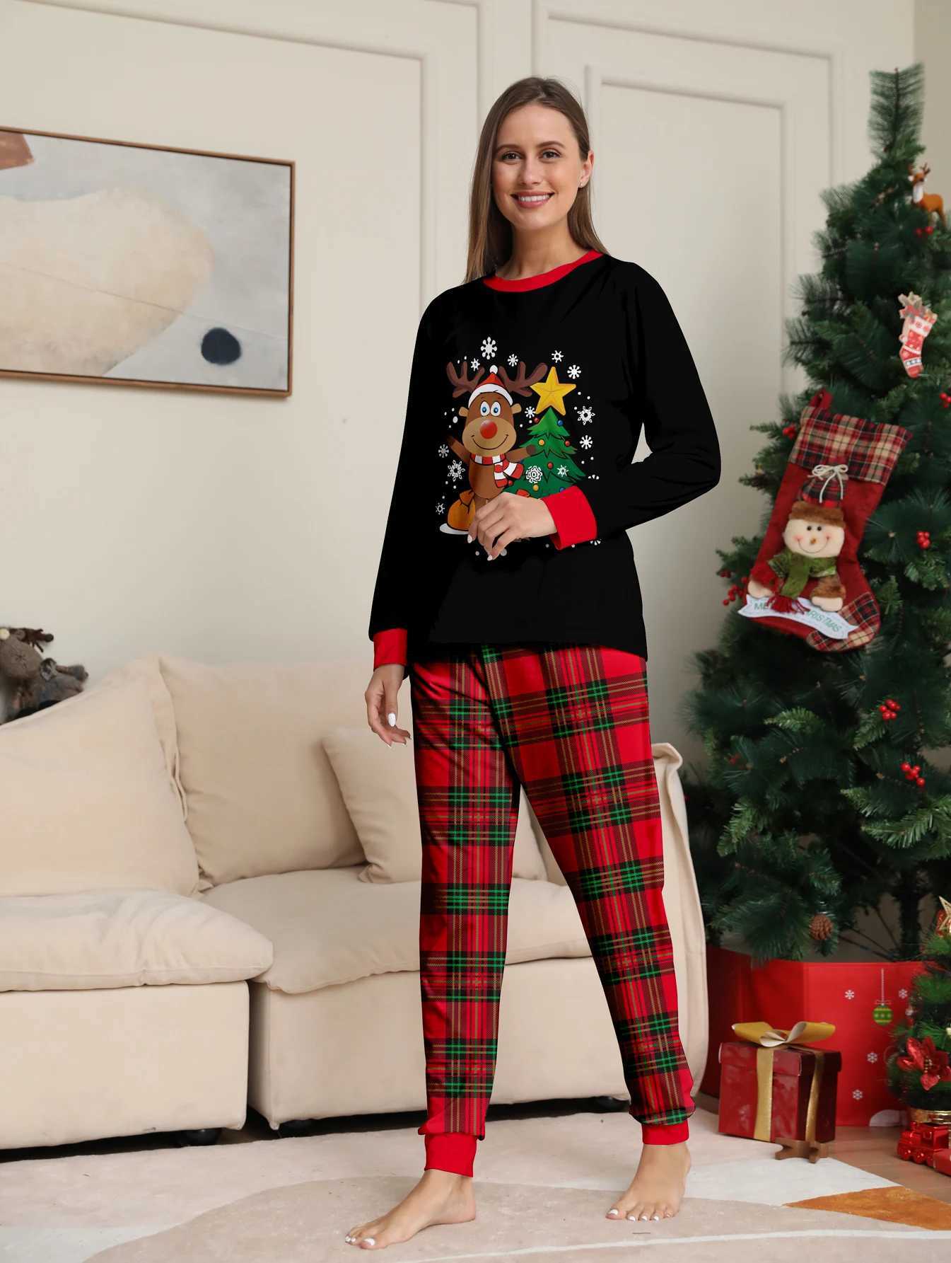 2024 New Christmas Pajama Set Christmas Tree Print Mom Daughter Dad Son Matching Clothing Baby Pants Soft Pajamas W241008