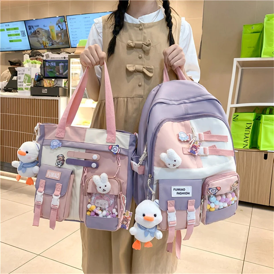 Japanese high school girl backpack teenage multi pocket Kawaii cute Mochila 241008