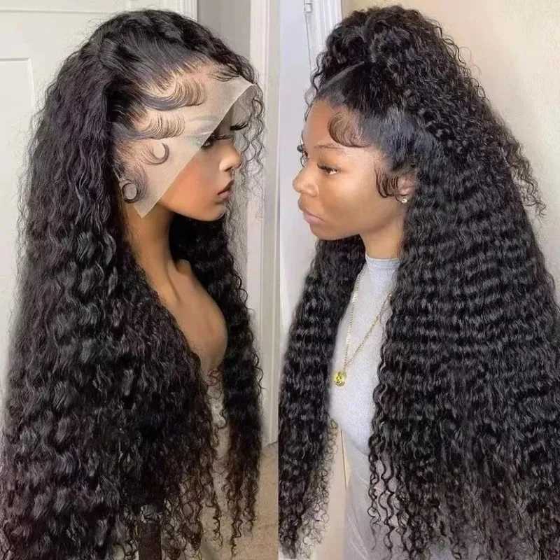 Synthetic Hair Wigs Brazilian Deep Wave Frontal Wig 360 Lace Frontal Curly Hair Wigs Preplucked Wig For WomenXJ241008