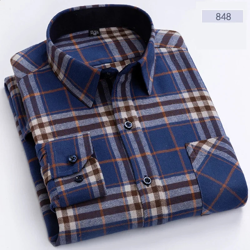 flannel plain weave mens shirt spring cotton easy to care for iron free long sleeved casual clothing business smart dress top 241007