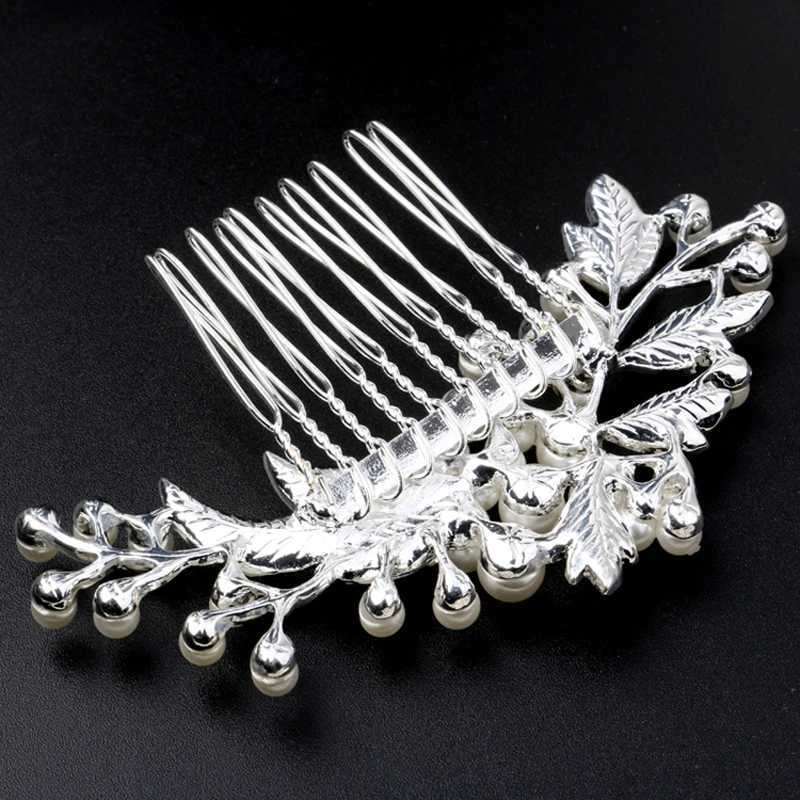Treazy European Designs Flower Wedding Hair Accessories Simulation Pearl Crystal Flower Bridal Hair Comb Wedding Hair Jewelry W241007