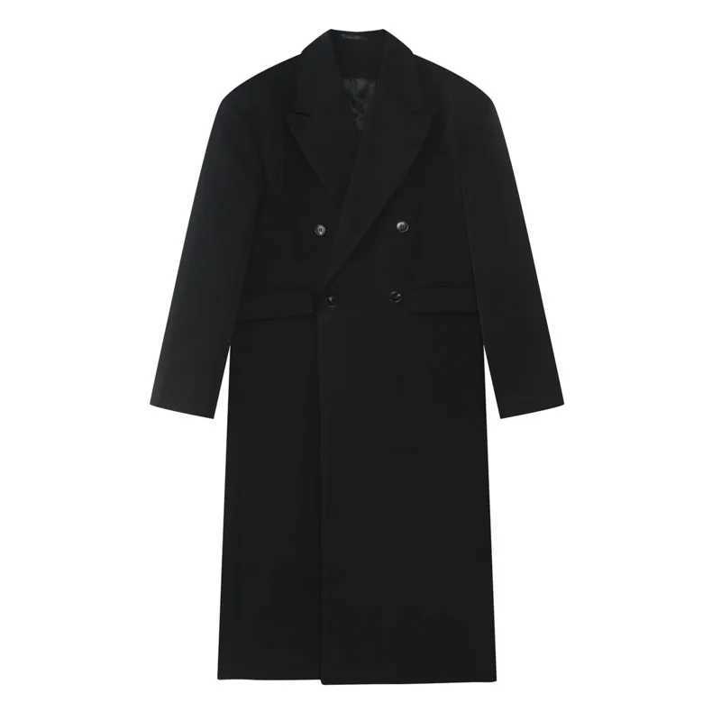 SYUHGFA Tide Mens Long Coat Korean Style High end Simple Casual Knee Coat Autumn Trend Winter Windproof W241007