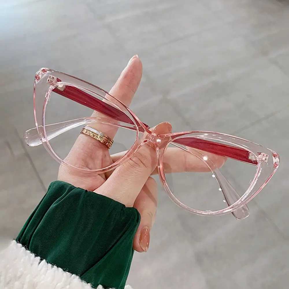 Fashion Cat Eye Design Leopard Print Women Anti-Blue Light Glasses Big Frame Transparent Lens Vision Care Computer EyeglassesX241008