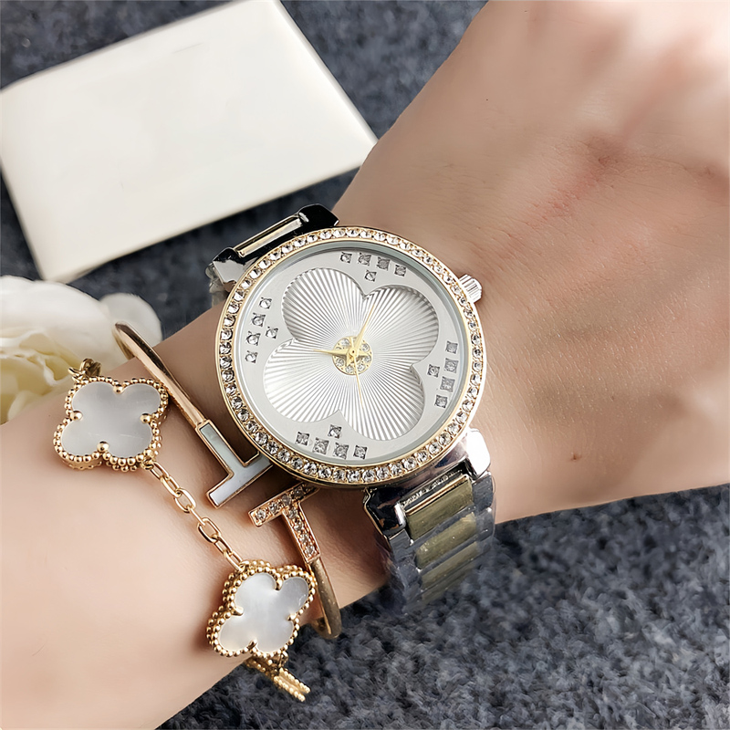 Fashion Brand Wrist Watches Women Girl Crystal Style Steel Metal Band Quartz Clock