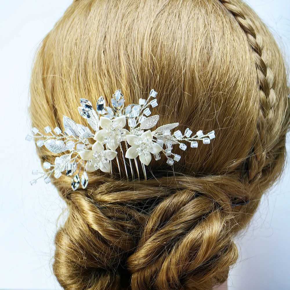 Wedding hair comb clip for bride crystal wedding hair accessories for bride and bridesmaids silver W241007