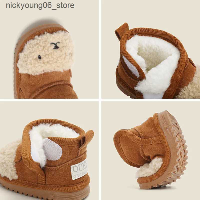 Boots Kid Snow Boot 2023Winter Plush Baby Cotton Shoe Boy Warm Short Boot 1-3 Year Old Baby Walking Shoe Cartoon Padded Boot Girl Shoe L240910