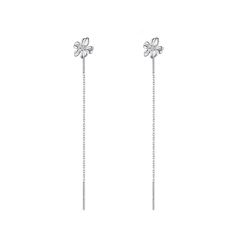 Pure silver needle flower with niche design, high-end light luxury women's earrings, earrings