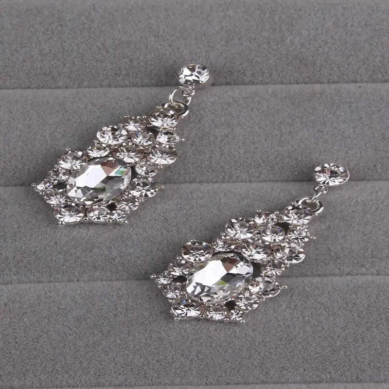 3 pieces/set womens necklaceearrings crystal wedding party bride jewelry necklace earrings jewelry accessories set gift 240924
