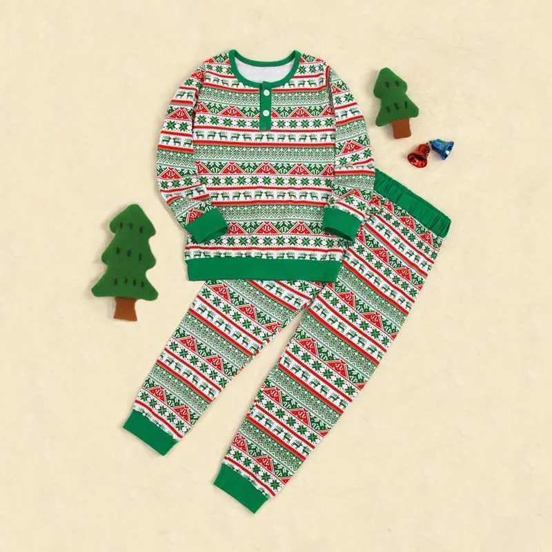 Christmas Parent Child Clothing Three Couple Family Set Cartoon Printed Christmas Deer Long Sleeve+Pants Pajama Casual Set W241008