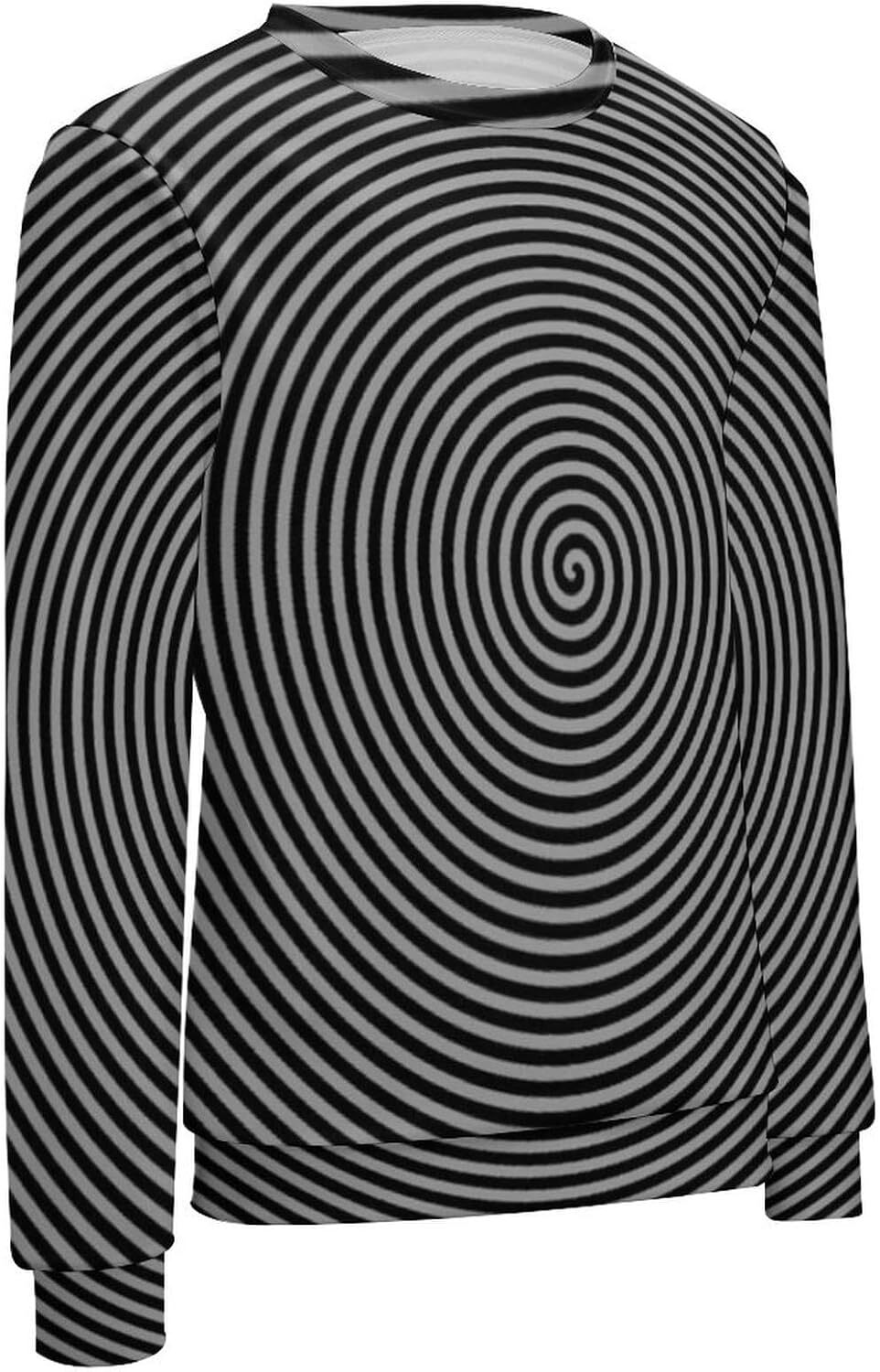 Long Sleeve Shirts for Men sweatshirt Optical Illusion Trippy Sweatshirt Focus Drawing Psychedelic Long Sleeve Pullover for Men's Tee Streetwear