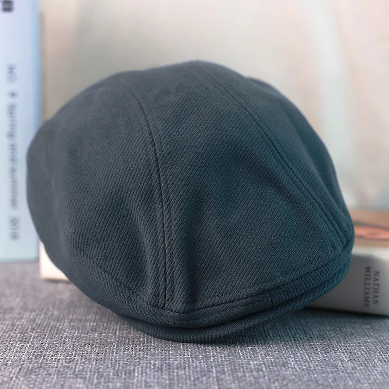 Retro Blue Wool British Style Mens Beret Spring Autumn Casual Street s Boys Wild Octagonal Driving Kirby Hat A-57 241007