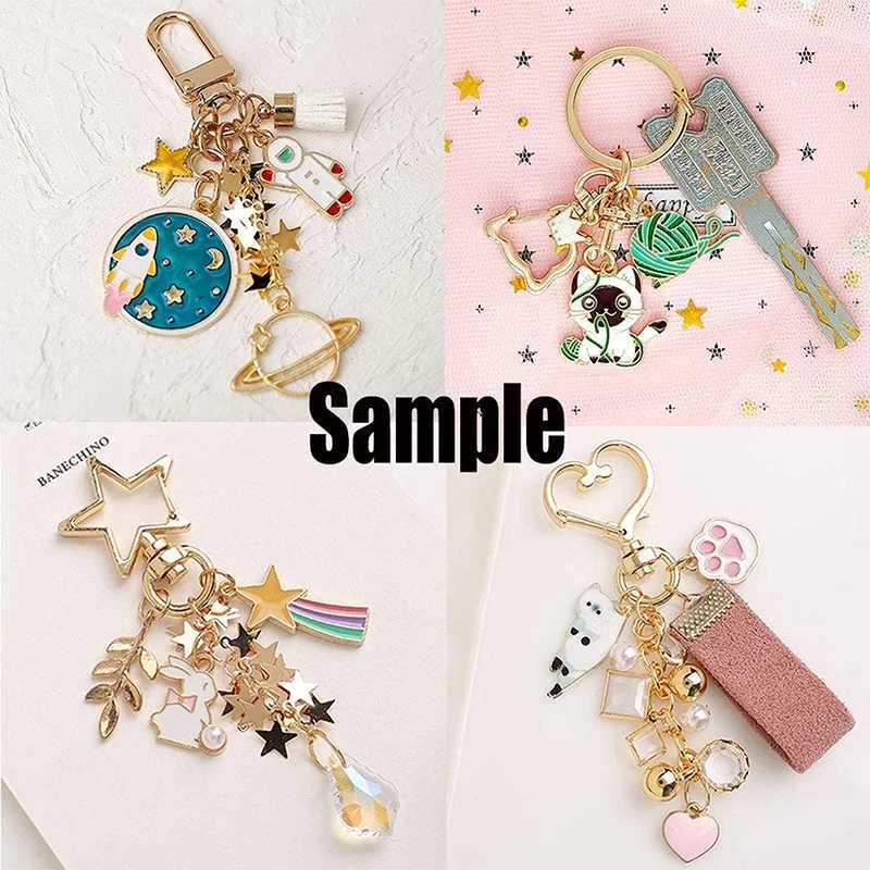 10pcs New Cute Star Pentagram Hollow Key Chain Key Ring Keychain DIY Accessories Lobster Clasp Jewelry Making FindingsX241008