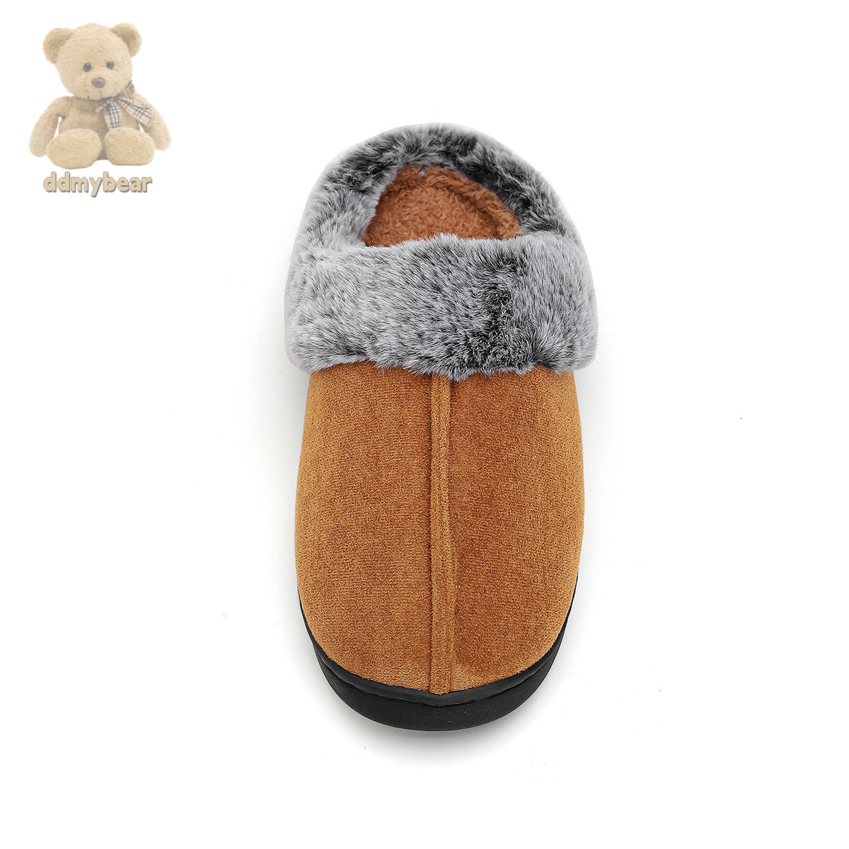 Ddmybear New Winter With Anti Slip And Warm Slippers, Faded Fur Mouth, Thick Sole, Couple Style Cotton Slippers Chinese Brand Shoes F1008-20