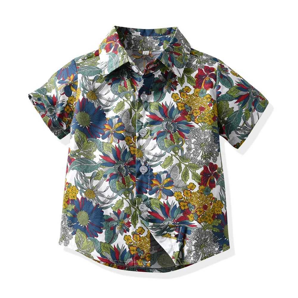 Seaside holiday father son matching summer shirt beach style short sleeved floral shirt family matching shirt father son shirt W241008