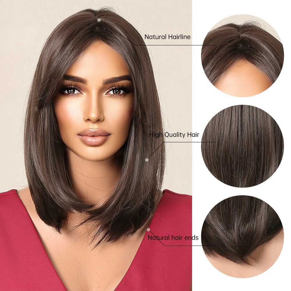 Short Pixie Cut Wigs Dark Brown Natural Hair Layered Straight Synthetic Wig for Black Women High Temperature Daily Cosplay UseXJ241008