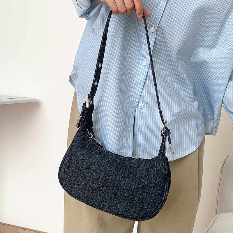 minimalist denim women's new single shoulder niche fashion portable underarm bag