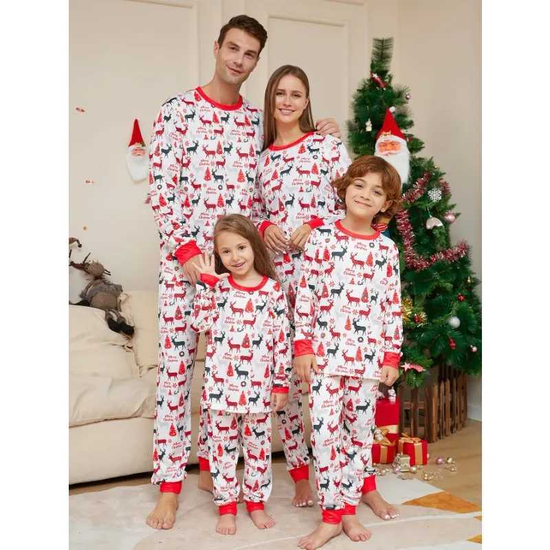 Xmas Gift New 2024 Family Look Allover Print Parent-child Matching Outfits Christmas Pajamas Set 2 Pieces Suit Sleepwear PyjamasXJ241008