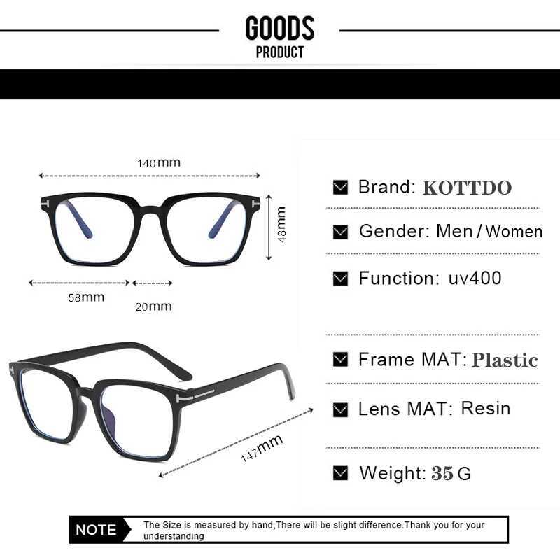 KOTTDO Classic Anti-blue Light Computer Eye Glasses Frames for Men Vintage Square Plastic Glasses Frame Women 2022X241008