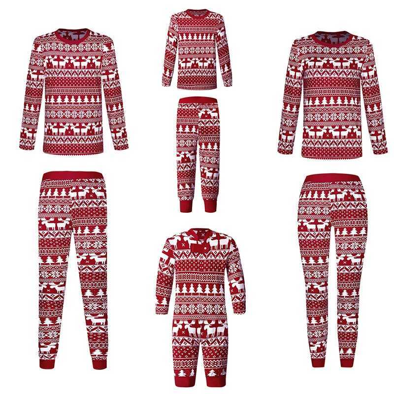 Family Matching Set Christmas Pajama Set Classic Elk Red Print Adult Mom Dad Daughter Pajama Baby Boy Girl Clothes W241008