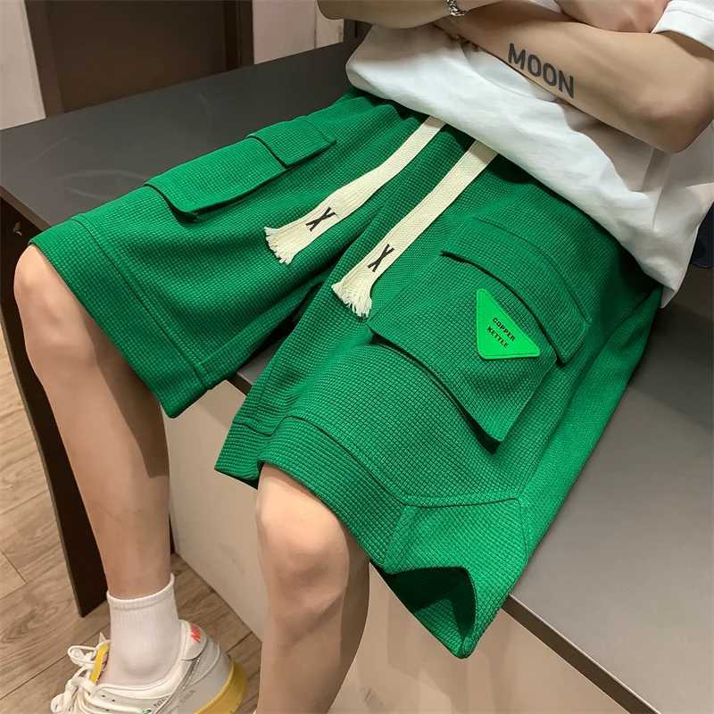 2023 Spring Mens Shorts Korean Fashion Green Shorts Harajuku Street Mens Clothing Casual ShortsW240713