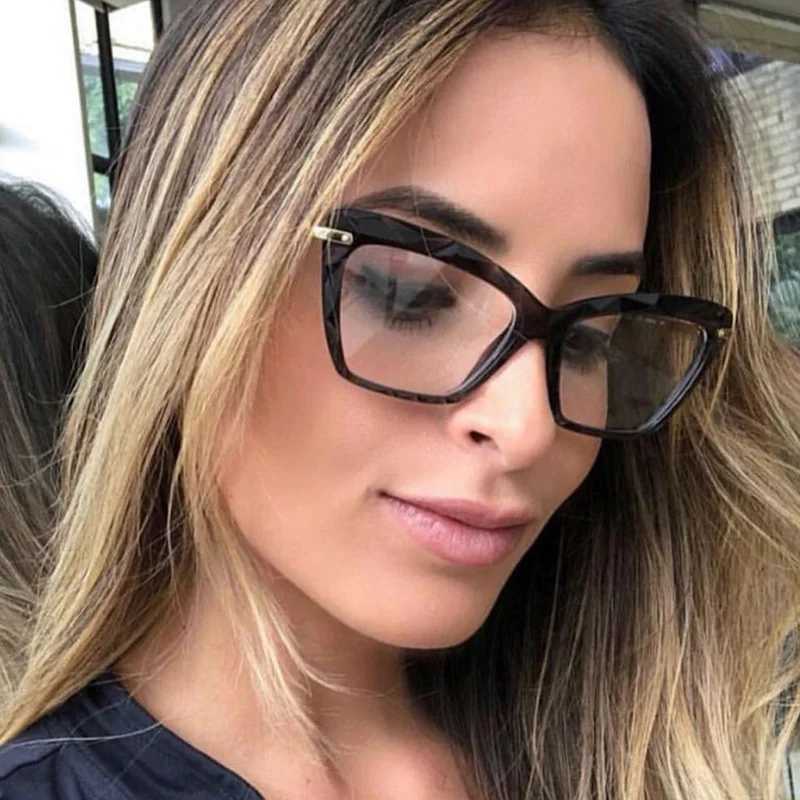 Retro Transparent Anti Blue Light Computer Blocking Glasses Frame Women Oversized Cat Eye Eyewear Optical Spectacle EyeglassX241008