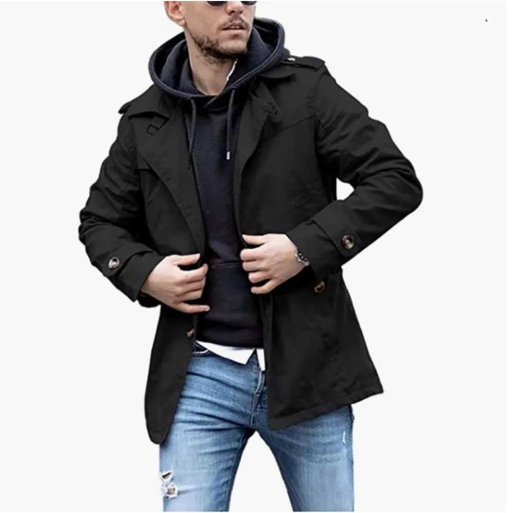 Jacket outerwear long sleeves single corset medium length jacket trench coat womens fashionable handsome straight trench coat W241007