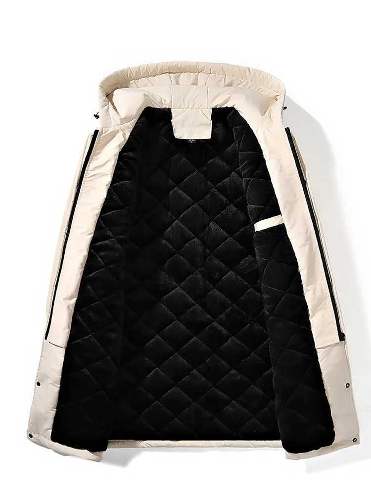 Winter wool lined long trench coat mens oversized 9XL hooded windproof coat casual coat large-sized 6XL 7XL 8XL W241007