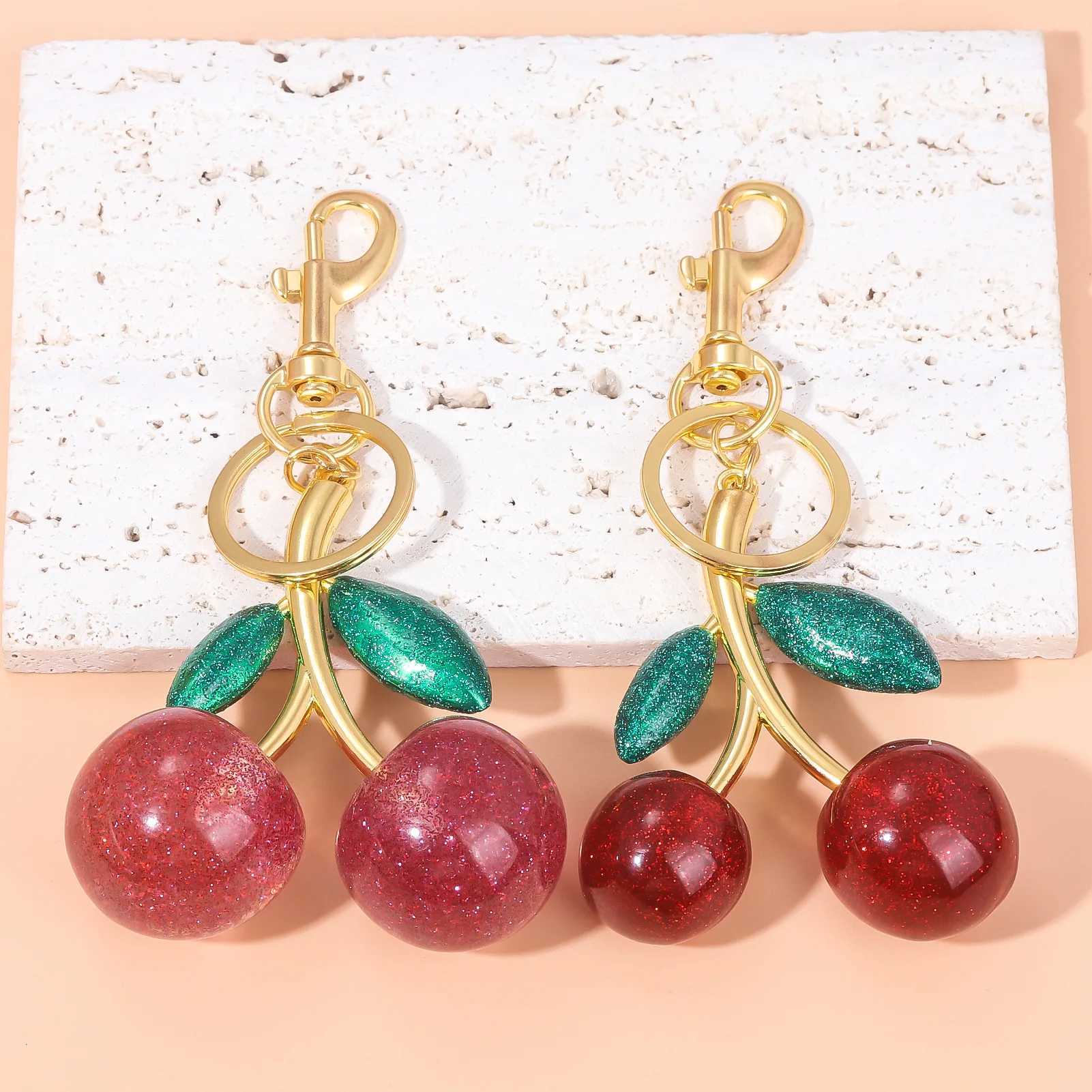 Fashion Delicious Red Cherry Keychain Summer Fruits Cherries Pendant Keyring For Women Men Jewelry Bag Accessories GiftX241008