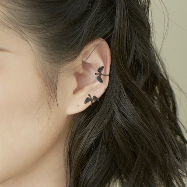 No Hole Little Devil Sier Plated Earclip Female Ear Bone Clip Fake Earnail Earrings Dark Cold