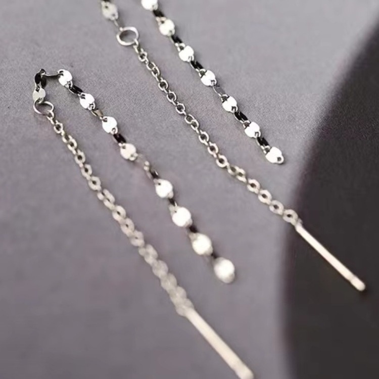 needle sparkg tassel women's earrings, elegant and niche design, 2024 new item