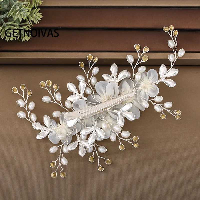 Flower pearl crystal hair clip wedding hair comb bridal womens wedding hair accessories jewelry headwear W241007
