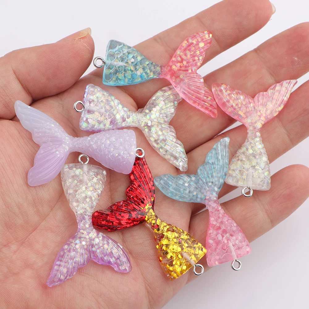 5pcs/lot Shinny Sequins Mermaid Tail Keychain Gradient Color Mermaid Pendant Keyring for Friends Sister Party Jewelry GiftsX241008