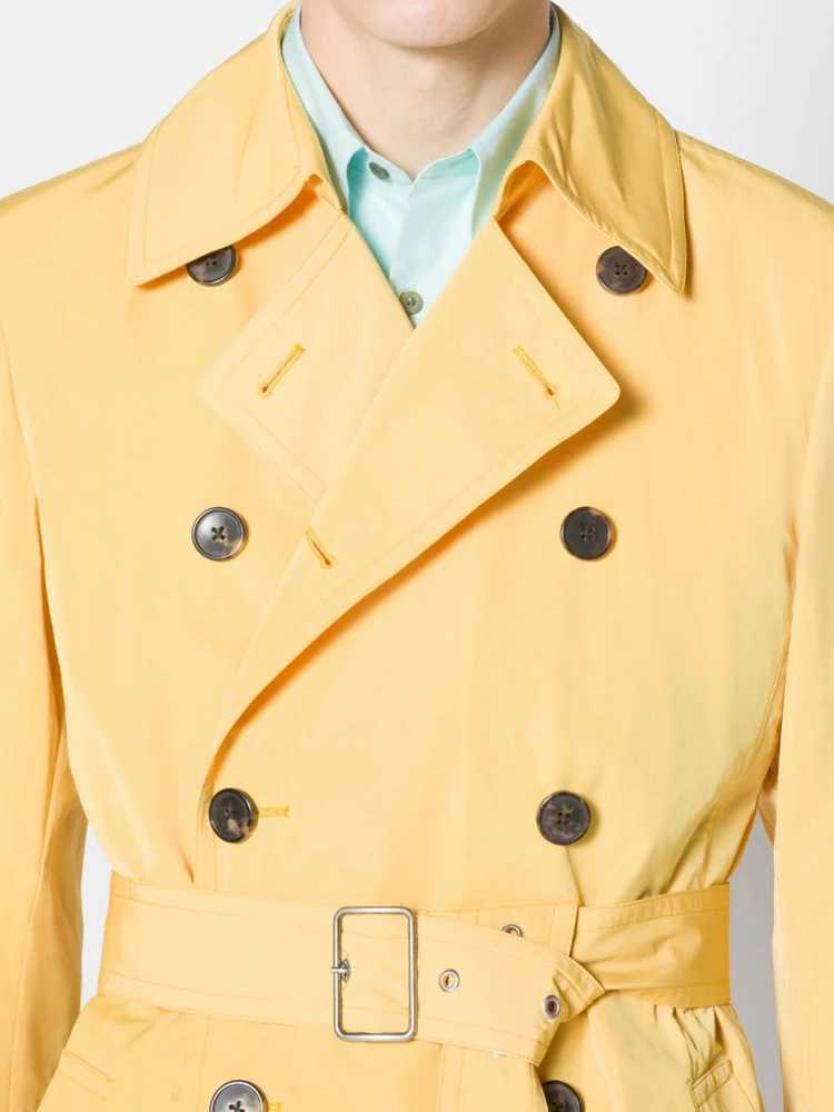 Long sleeved mens windbreaker double-layer light yellow lightweight windbreaker classic cut cotton polyester mens coat W241007