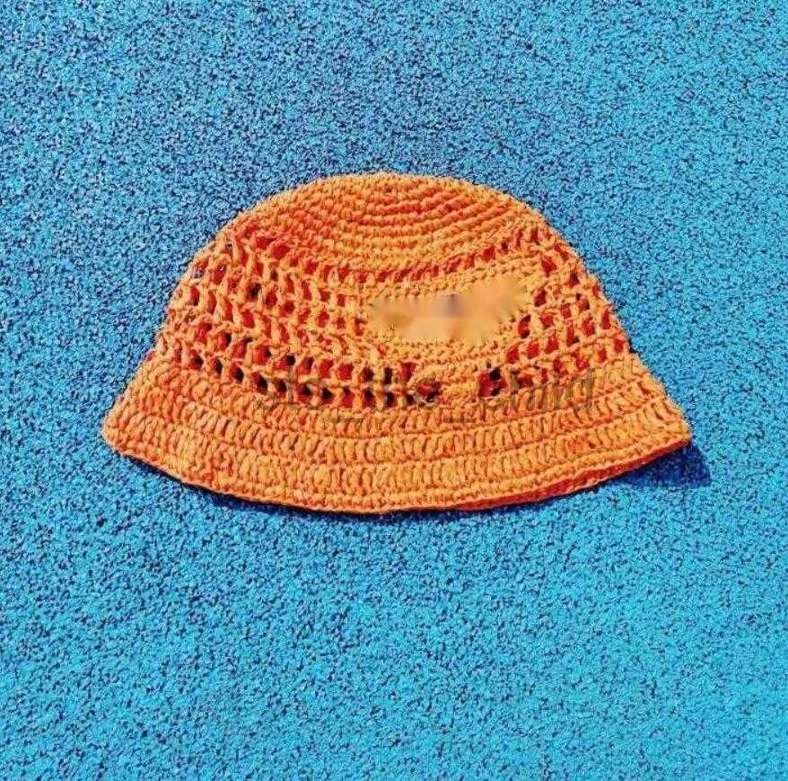 Bucket Hat Summer Straw Hats For Women Handmade With Embroidered Letters Summer Beach Travel Ladies Sun Hats Y23